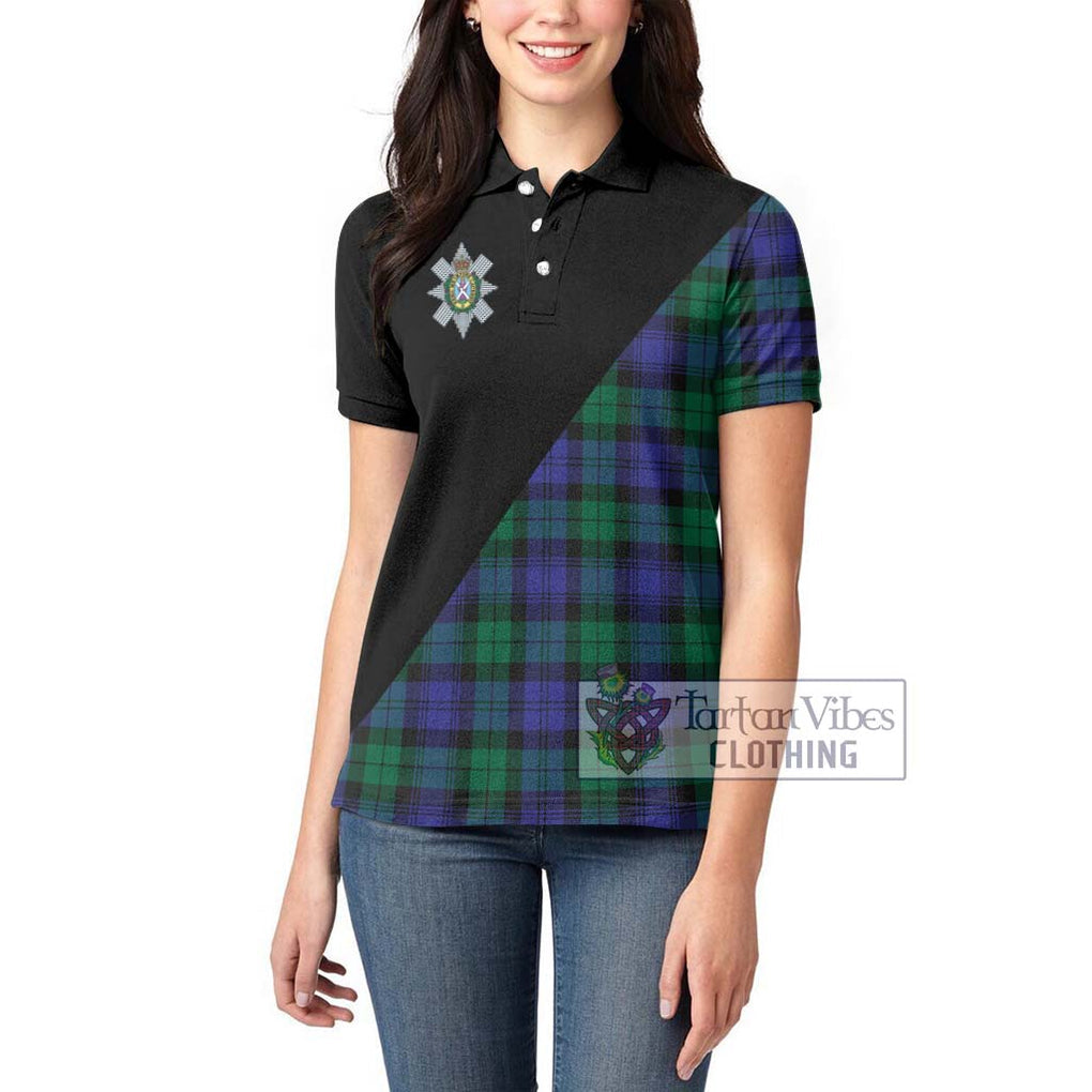 Black Watch Modern Tartan Women's Polo Shirt with Family Crest and Military Logo Style - Tartanvibesclothing Shop