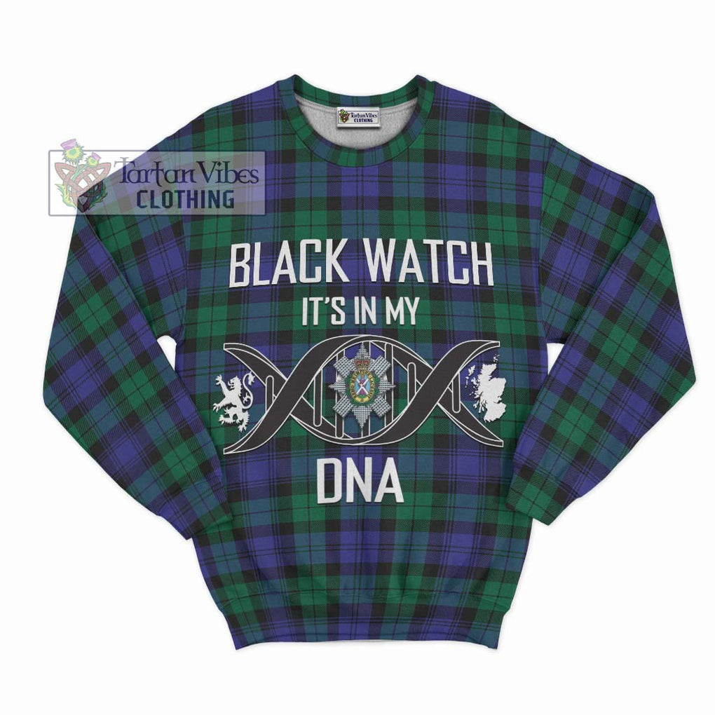 Black Watch Modern Tartan Sweatshirt with Family Crest DNA In Me Style - Tartanvibesclothing Shop