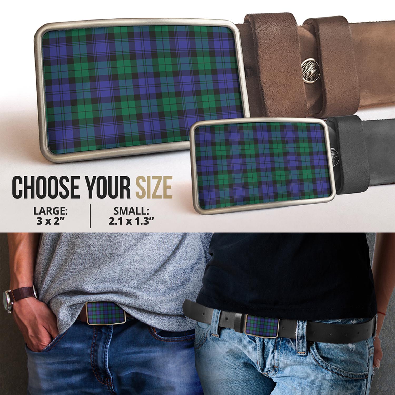 Black Watch Modern Tartan Belt Buckles - Tartan Vibes Clothing