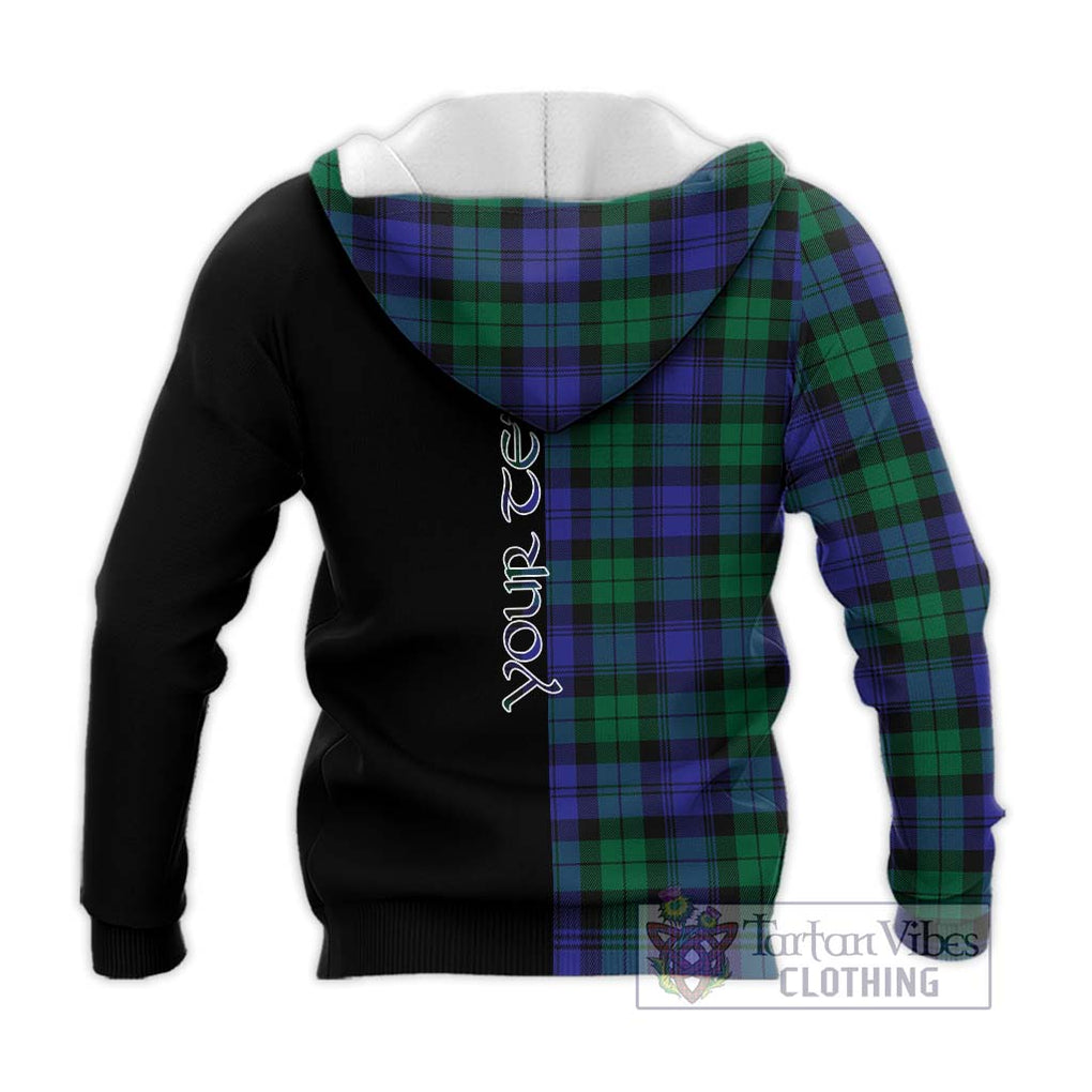 Black Watch Modern Tartan Knitted Hoodie with Family Crest and Half Of Me Style - Tartanvibesclothing Shop