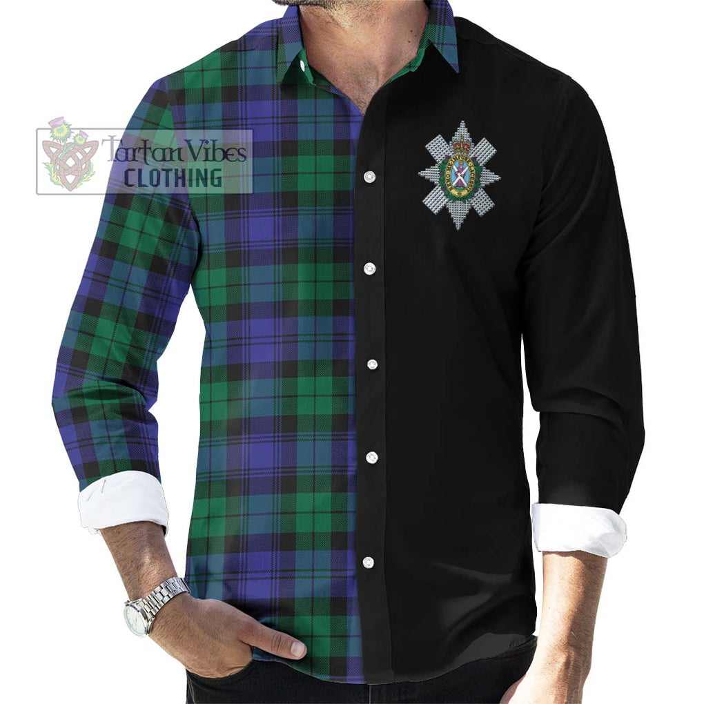 Black Watch Modern Tartan Long Sleeve Button Shirt with Family Crest and Half Of Me Style - Tartanvibesclothing Shop