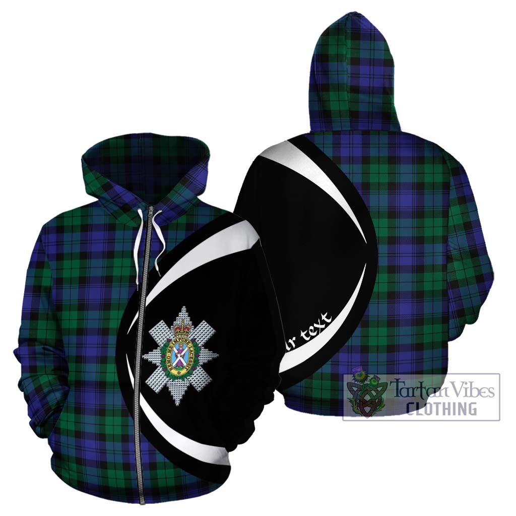 Tartan Vibes Clothing Black Watch Modern Tartan Hoodie with Family Crest Circle Style