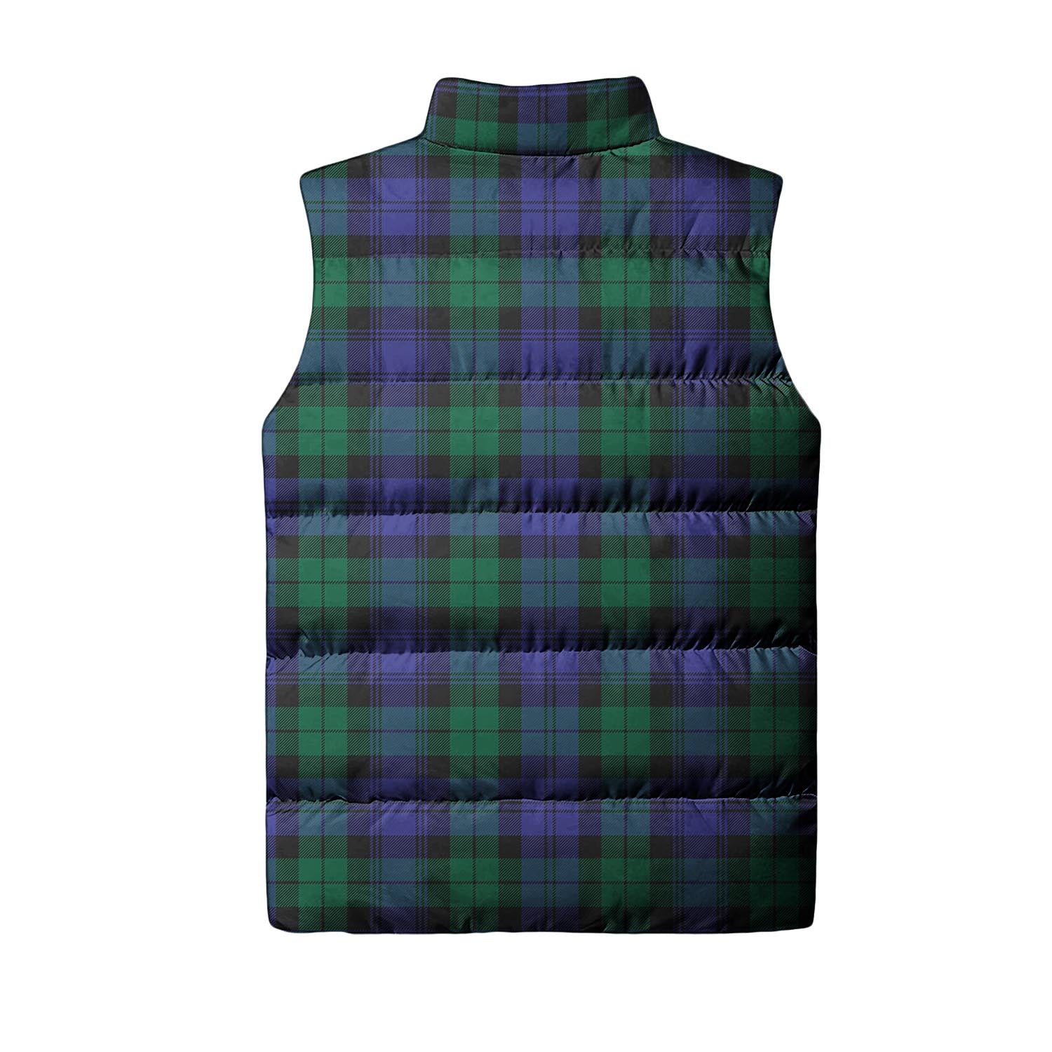 Black Watch Modern Tartan Sleeveless Puffer Jacket with Family Crest - Tartanvibesclothing