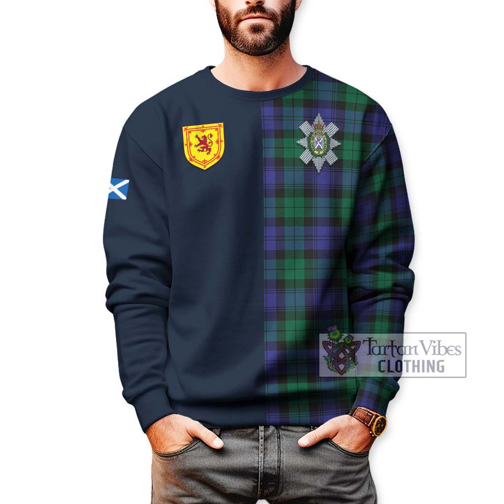 Tartan Vibes Clothing Black Watch Modern Tartan Sweatshirt with Scottish Lion Royal Arm Half Style