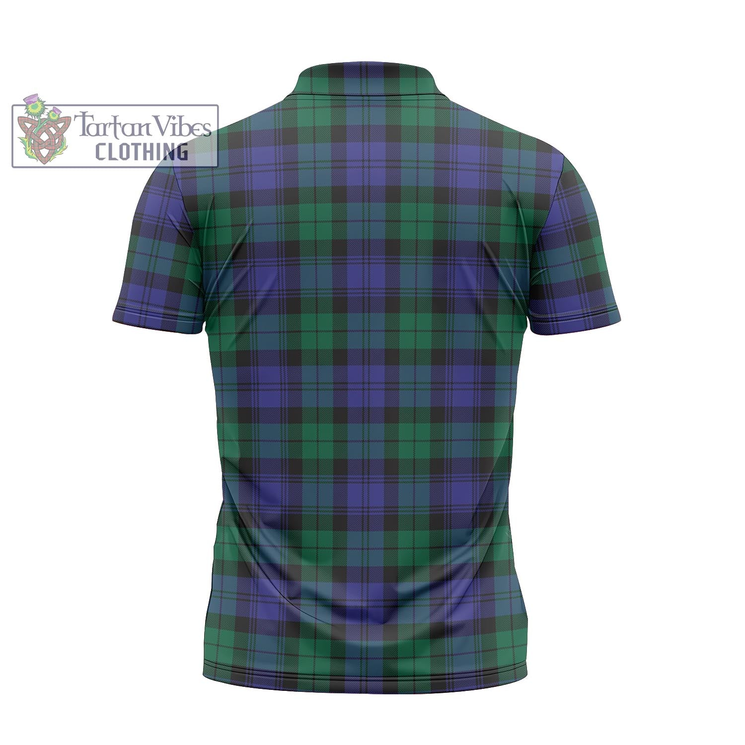 Tartan Vibes Clothing Black Watch Modern Tartan Zipper Polo Shirt with Family Crest