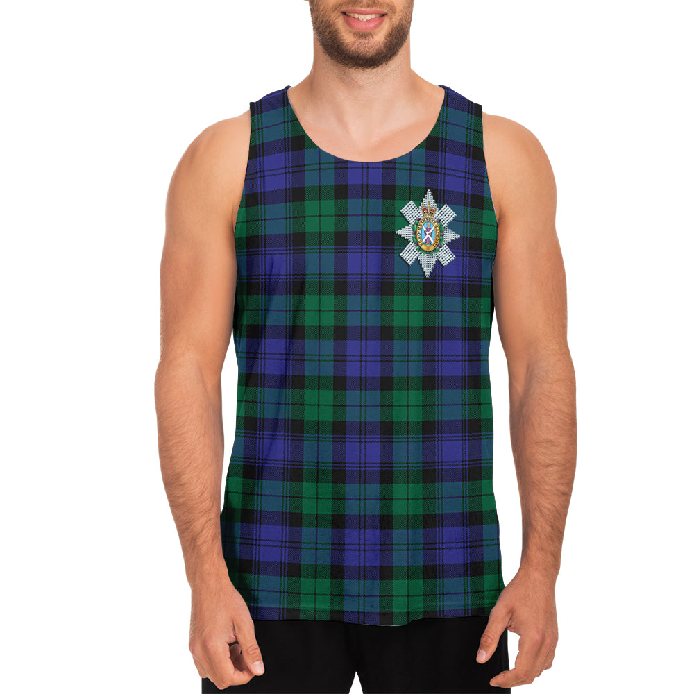 Black Watch Modern Tartan Mens Tank Top with Family Crest - Tartanvibesclothing