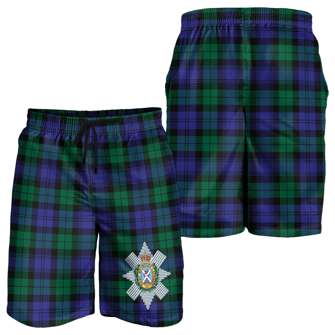 Black Watch Modern Tartan Mens Shorts with Family Crest - Tartanvibesclothing