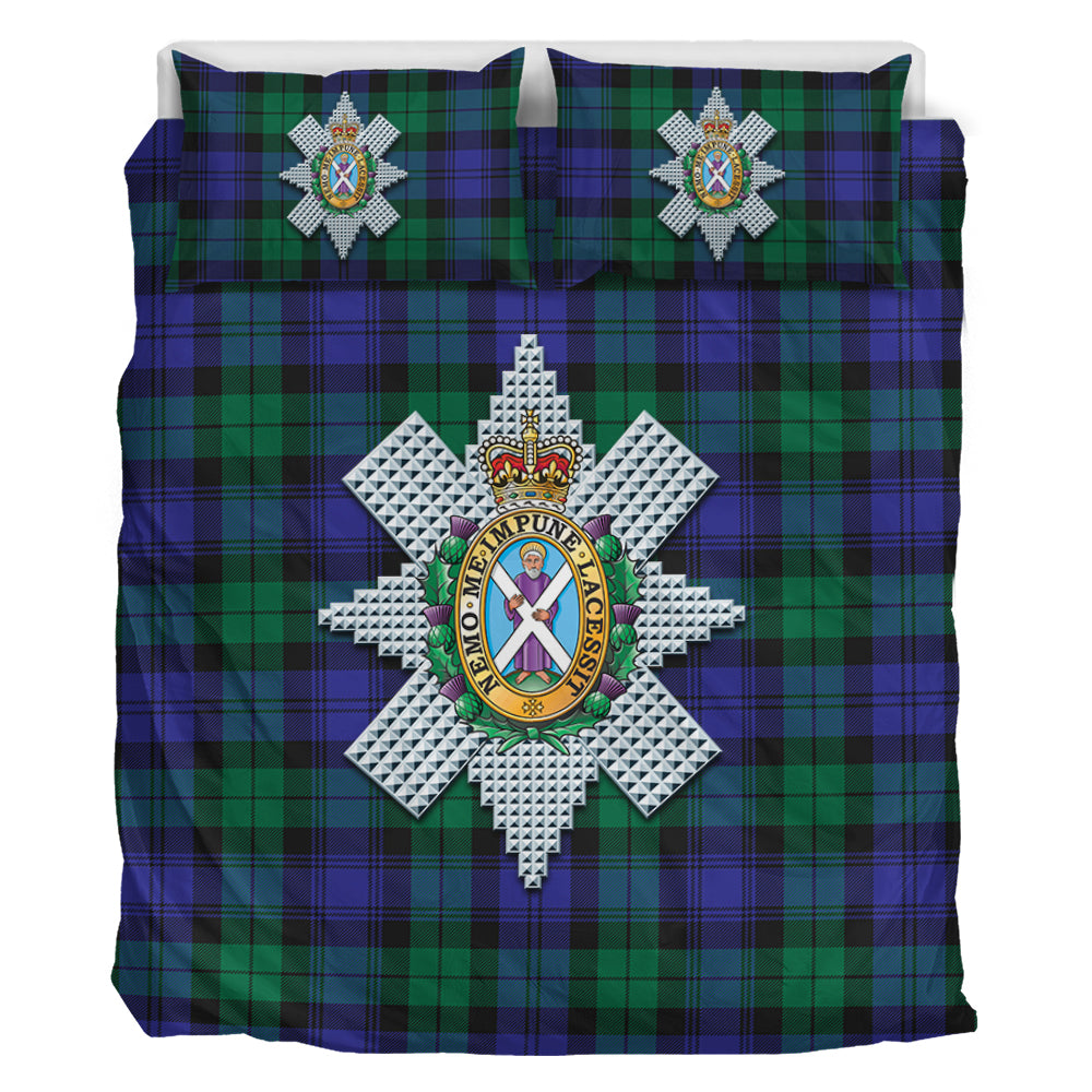 Black Watch Modern Tartan Bedding Set with Family Crest - Tartan Vibes Clothing