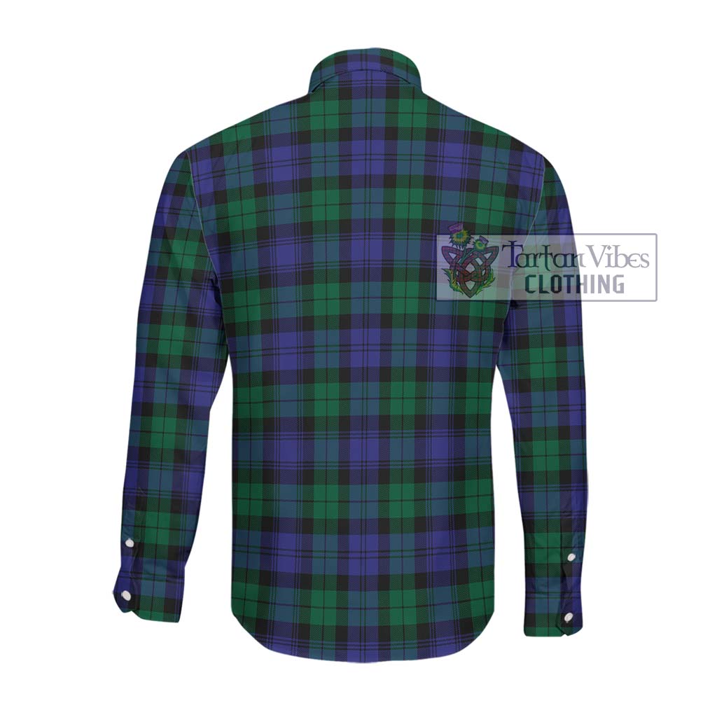 Black Watch Modern Tartan Long Sleeve Button Shirt with Family Crest DNA In Me Style - Tartanvibesclothing Shop