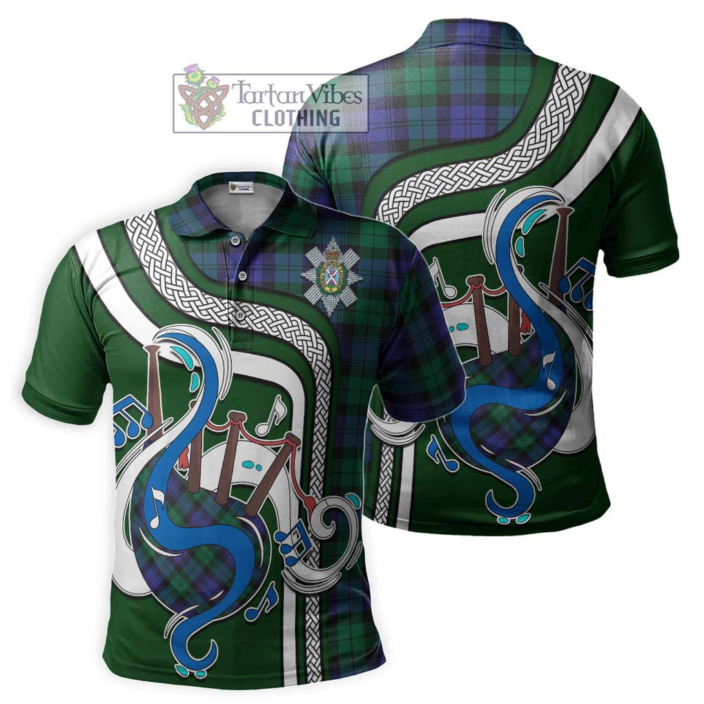 Tartan Vibes Clothing Black Watch Modern Tartan Polo Shirt with Epic Bagpipe Style