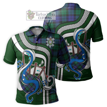 Black Watch Modern Tartan Polo Shirt with Epic Bagpipe Style