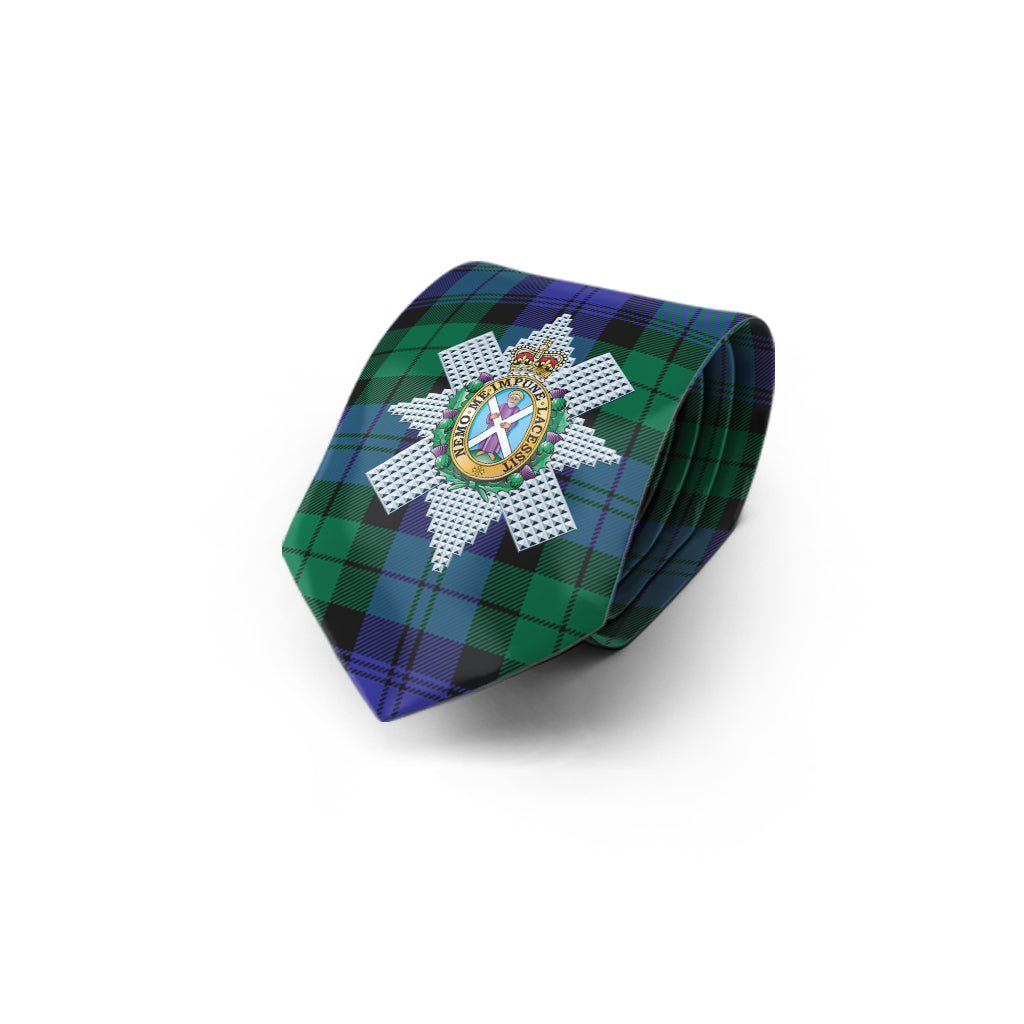 Black Watch Modern Tartan Classic Necktie with Family Crest - Tartan Vibes Clothing