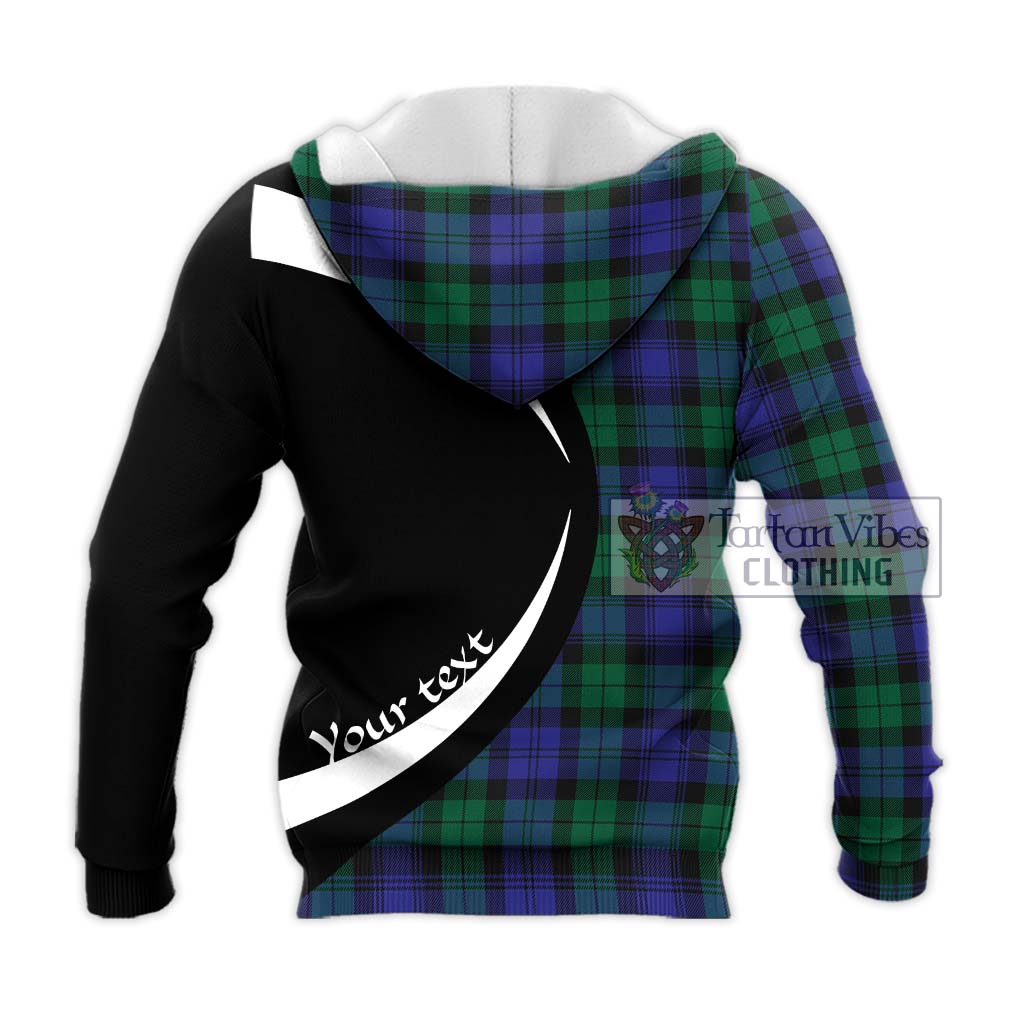 Black Watch Modern Tartan Knitted Hoodie with Family Crest Circle Style - Tartan Vibes Clothing