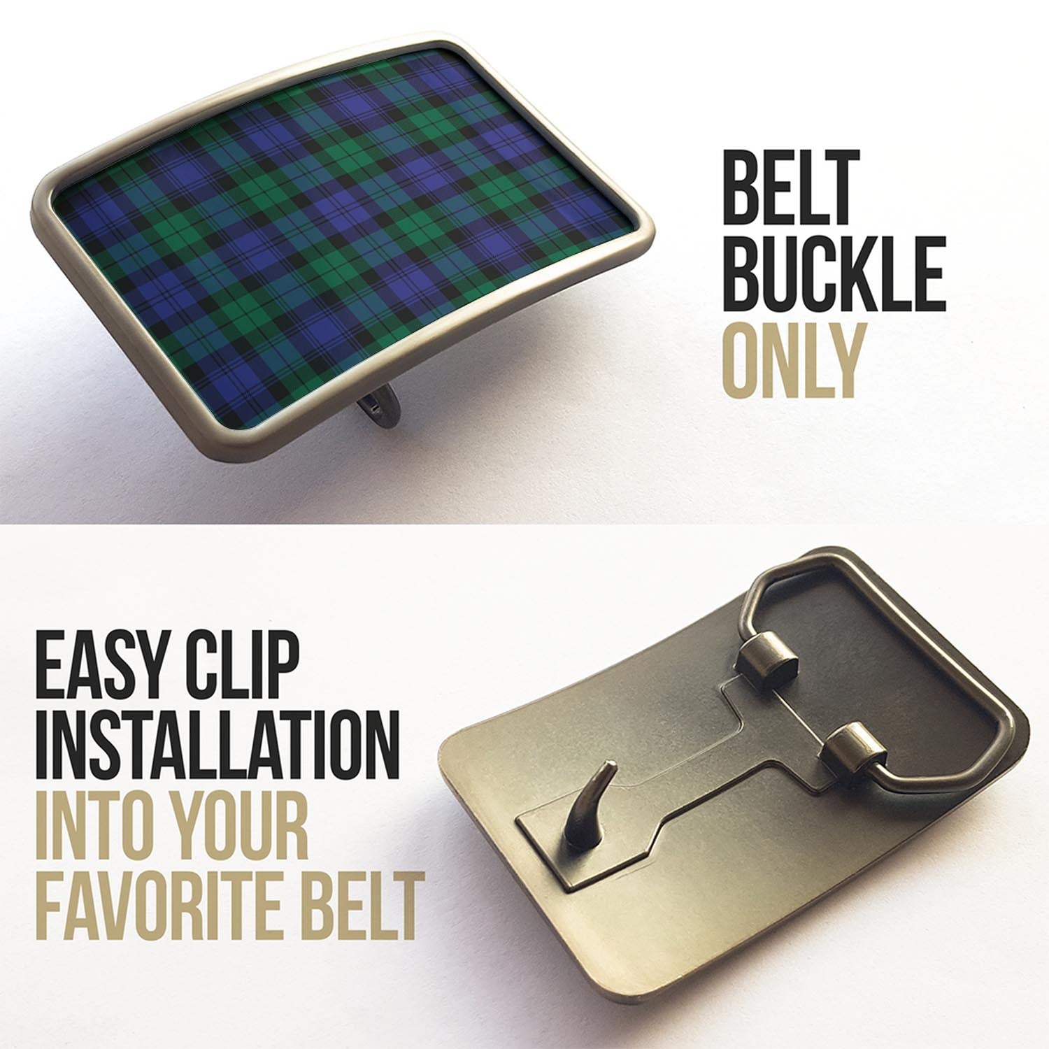 Black Watch Modern Tartan Belt Buckles - Tartan Vibes Clothing