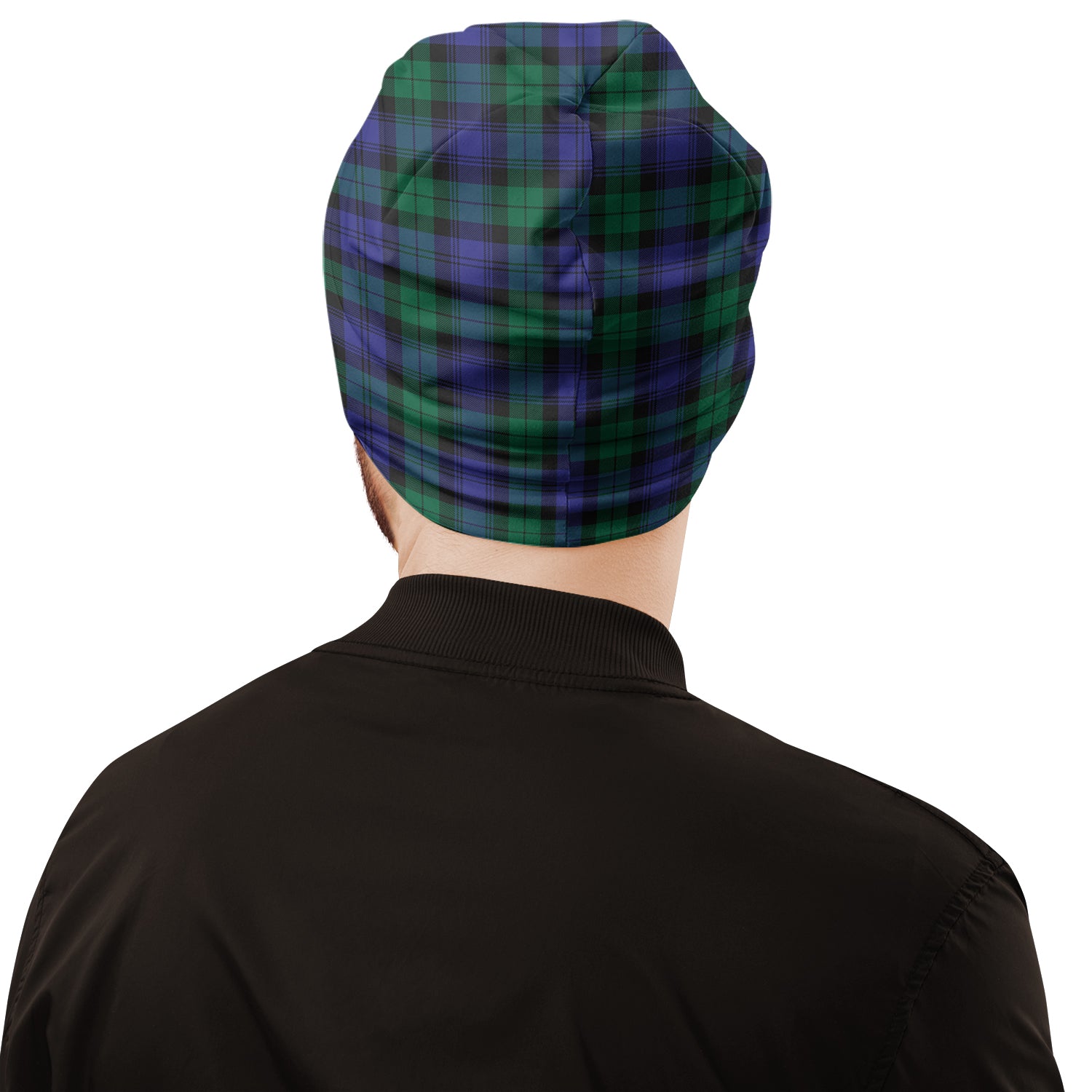 Black Watch Modern Tartan Beanies Hat with Family Crest - Tartan Vibes Clothing