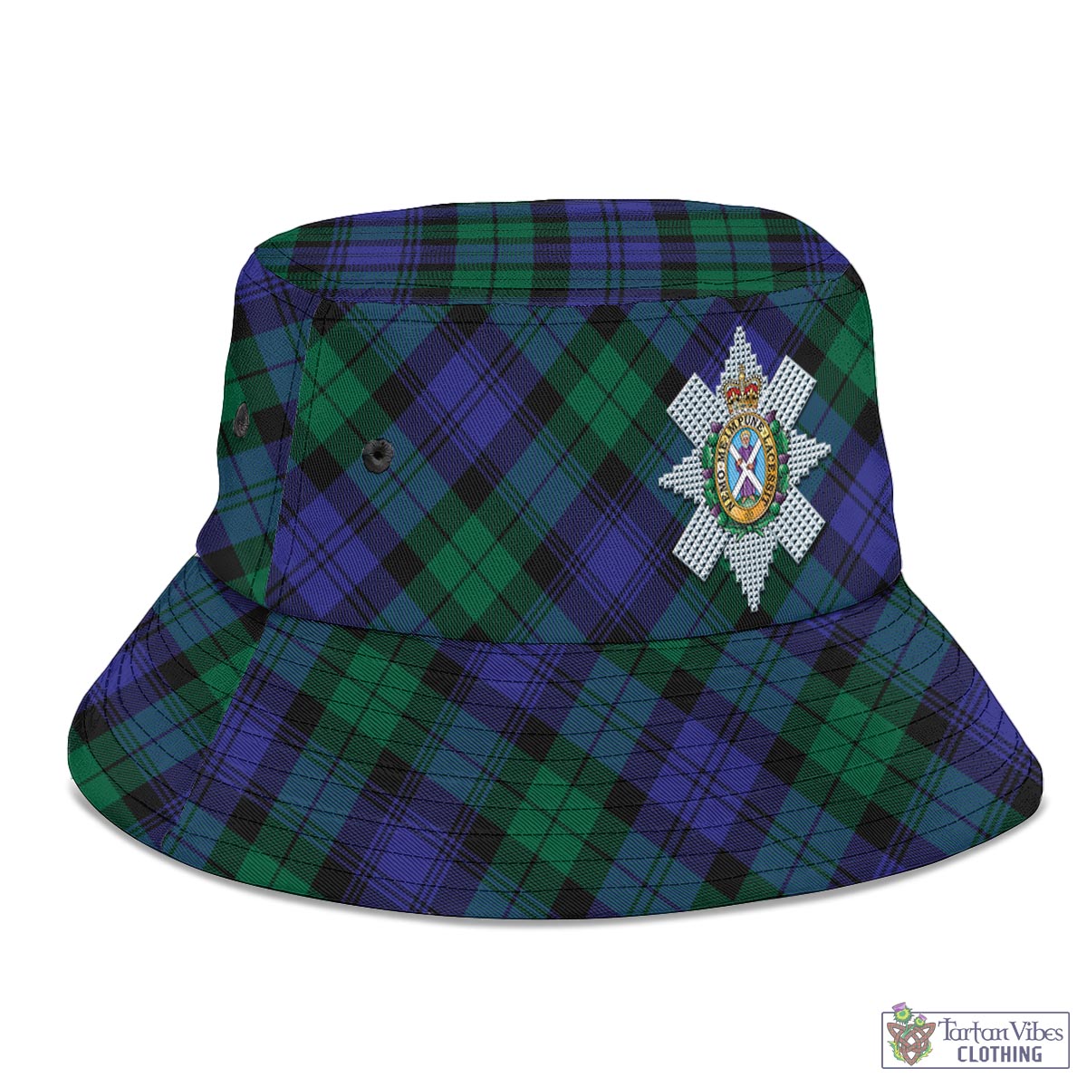 Tartan Vibes Clothing Black Watch Modern Tartan Bucket Hat with Family Crest