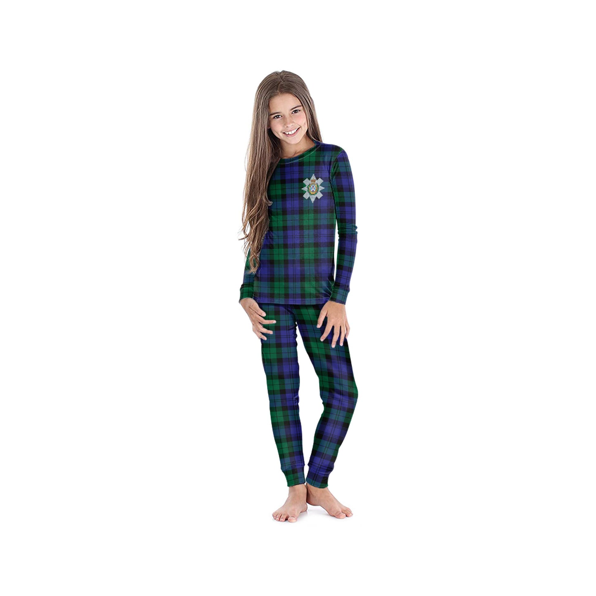 Black Watch Modern Tartan Pajamas Family Set with Family Crest - Tartan Vibes Clothing