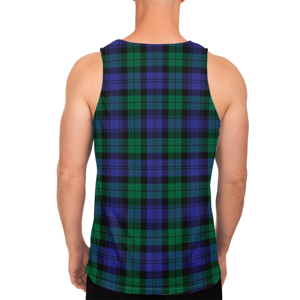 Black Watch Modern Tartan Mens Tank Top with Family Crest - Tartanvibesclothing