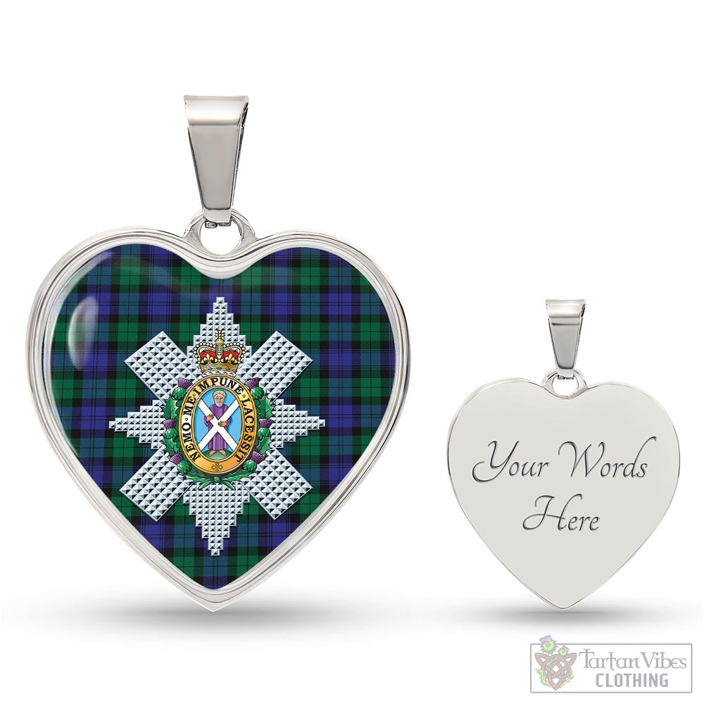 Tartan Vibes Clothing Black Watch Modern Tartan Heart Necklace with Family Crest