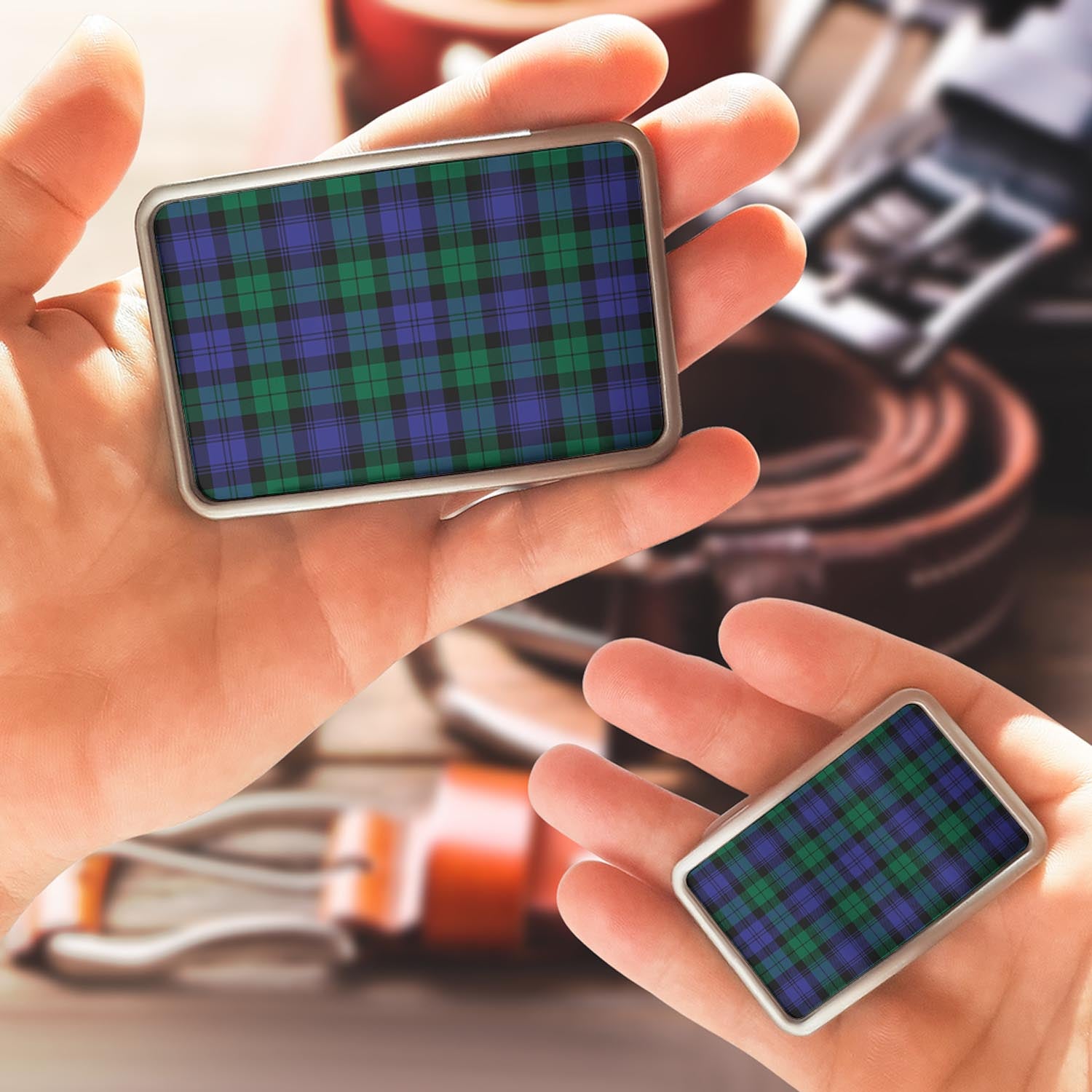 Black Watch Modern Tartan Belt Buckles - Tartan Vibes Clothing