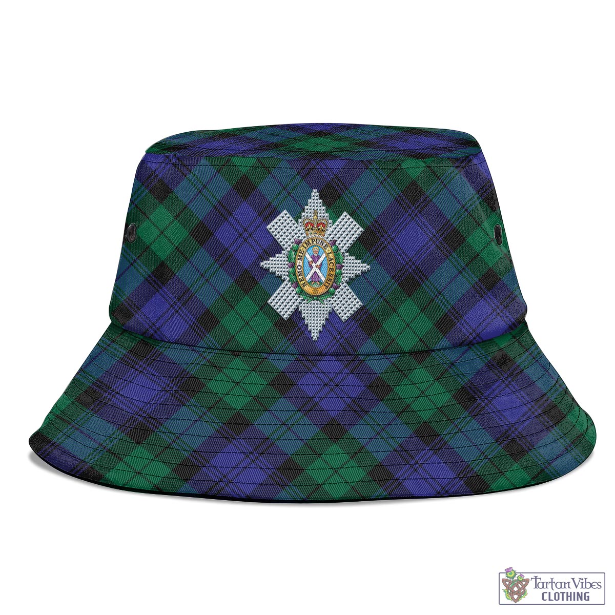 Tartan Vibes Clothing Black Watch Modern Tartan Bucket Hat with Family Crest