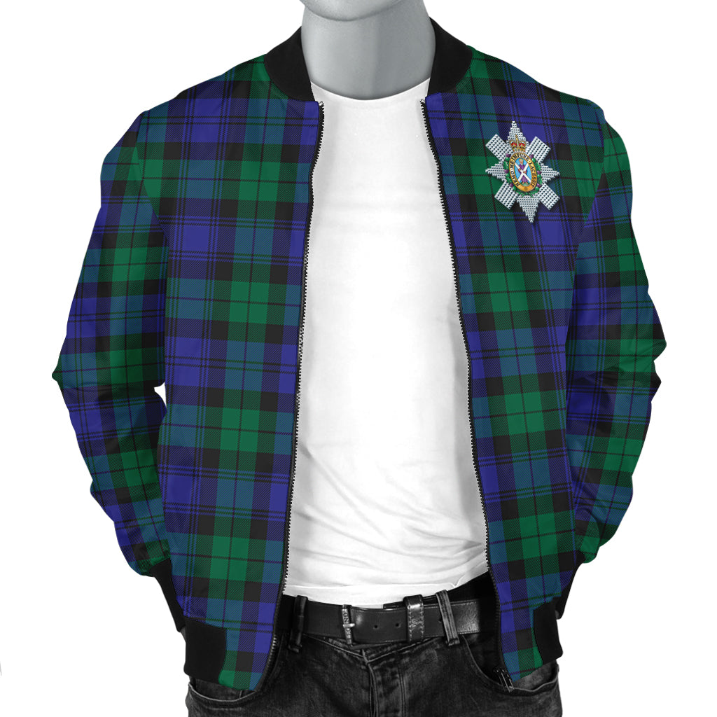 Black Watch Modern Tartan Bomber Jacket with Family Crest - Tartanvibesclothing