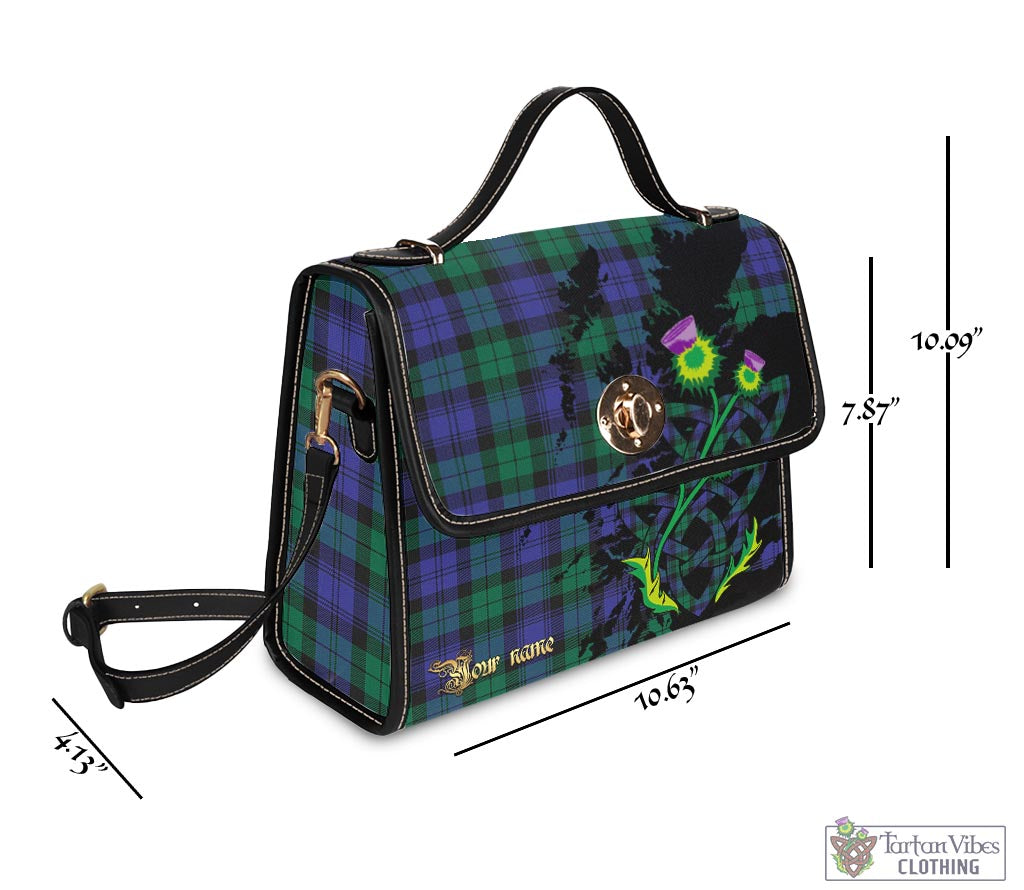 Tartan Vibes Clothing Black Watch Modern Tartan Waterproof Canvas Bag with Scotland Map and Thistle Celtic Accents