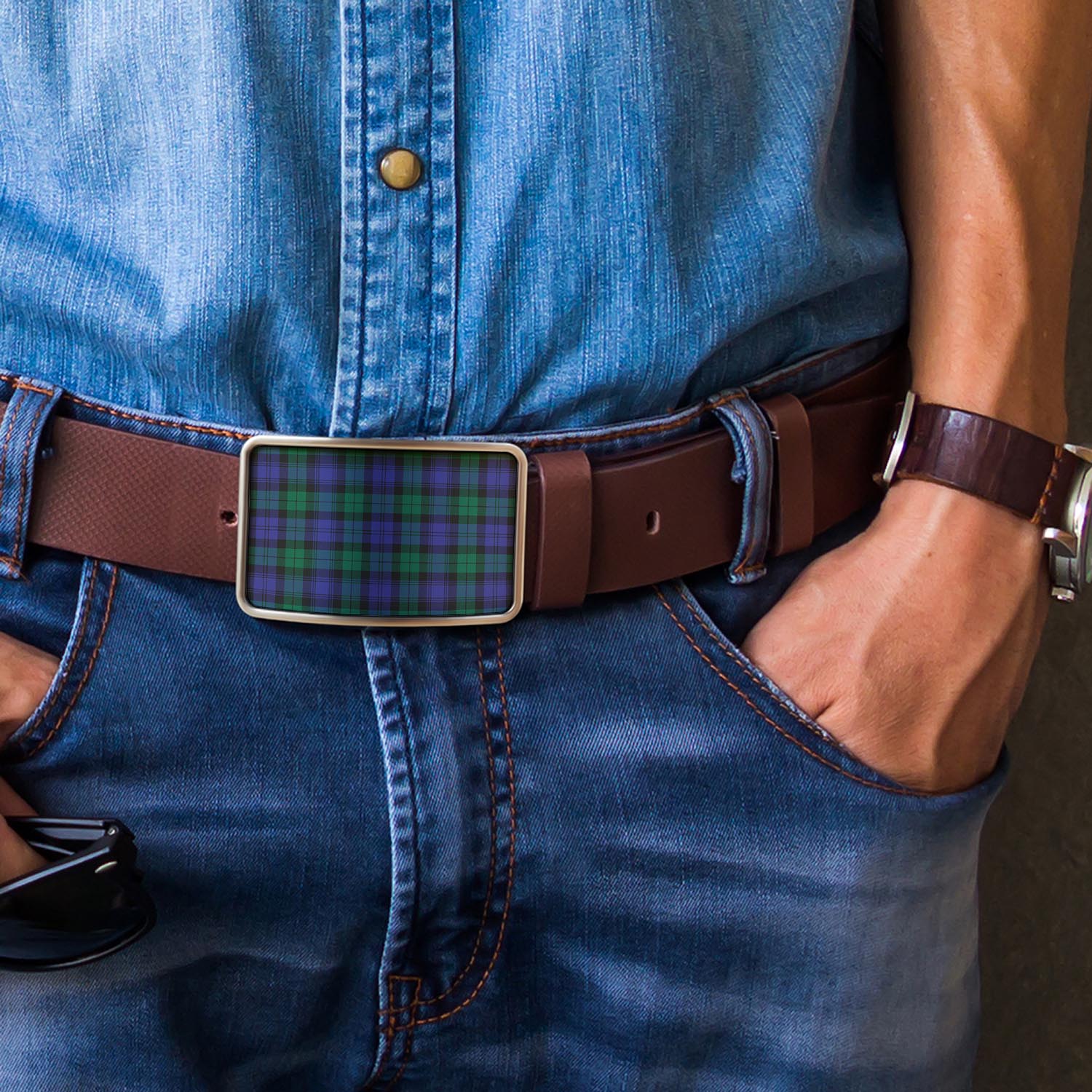 Black Watch Modern Tartan Belt Buckles - Tartan Vibes Clothing