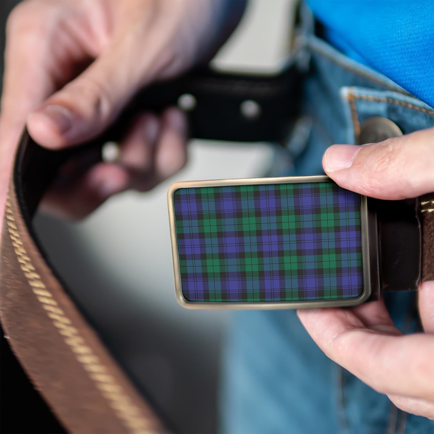 Black Watch Modern Tartan Belt Buckles - Tartan Vibes Clothing