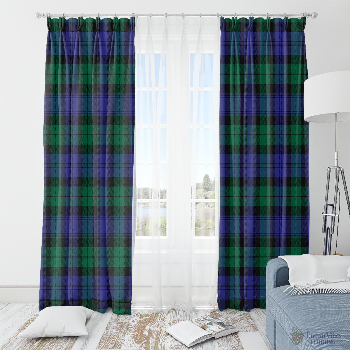 Black Watch Modern Tartan Window Curtain