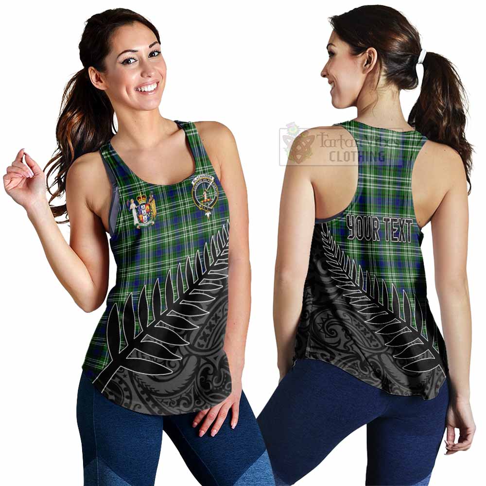 Blackadder Crest Tartan Women's Racerback Tanks with New Zealand Silver Fern Half Style 4XL - Tartan Vibes Clothing