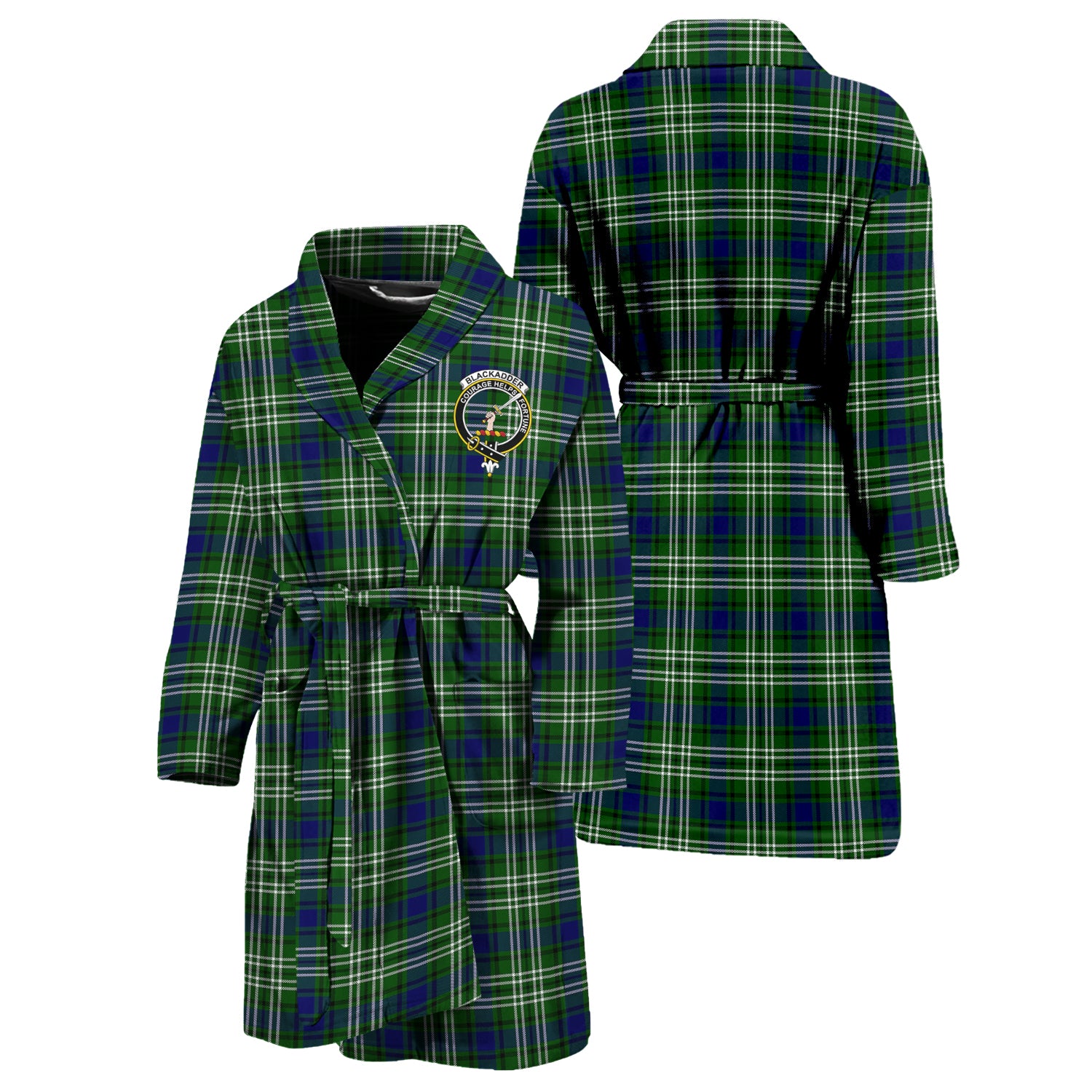 Blackadder Tartan Bathrobe with Family Crest Unisex S - Tartan Vibes Clothing