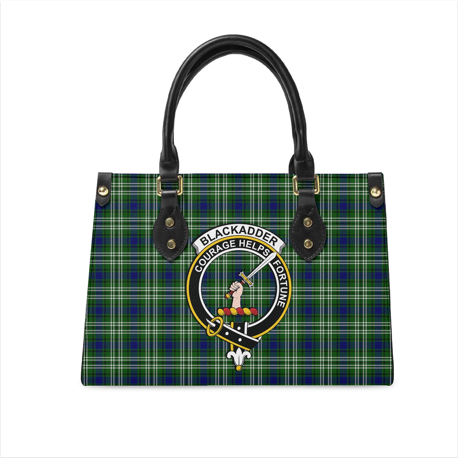 Blackadder Tartan Leather Bag with Family Crest One Size 29*11*20 cm - Tartanvibesclothing