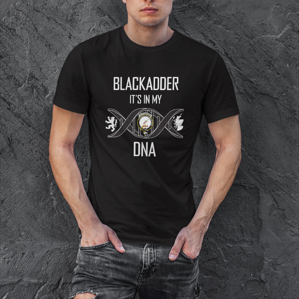 Blackadder Family Crest DNA In Me Mens T Shirt Black - Tartanvibesclothing