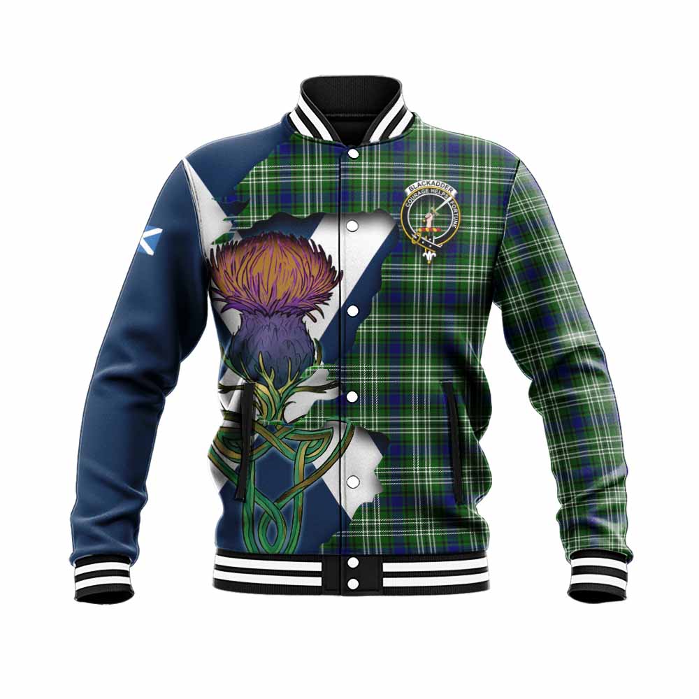 Blackadder Tartan Family Crest Baseball Jacket Scottish Thistle Celtic Inspired Unisex - Tartan Vibes Clothing