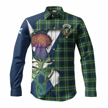 Blackadder Tartan Family Crest Long Sleeve Button Shirt Scottish Thistle Celtic Inspired Men's Shirt S - Tartan Vibes Clothing