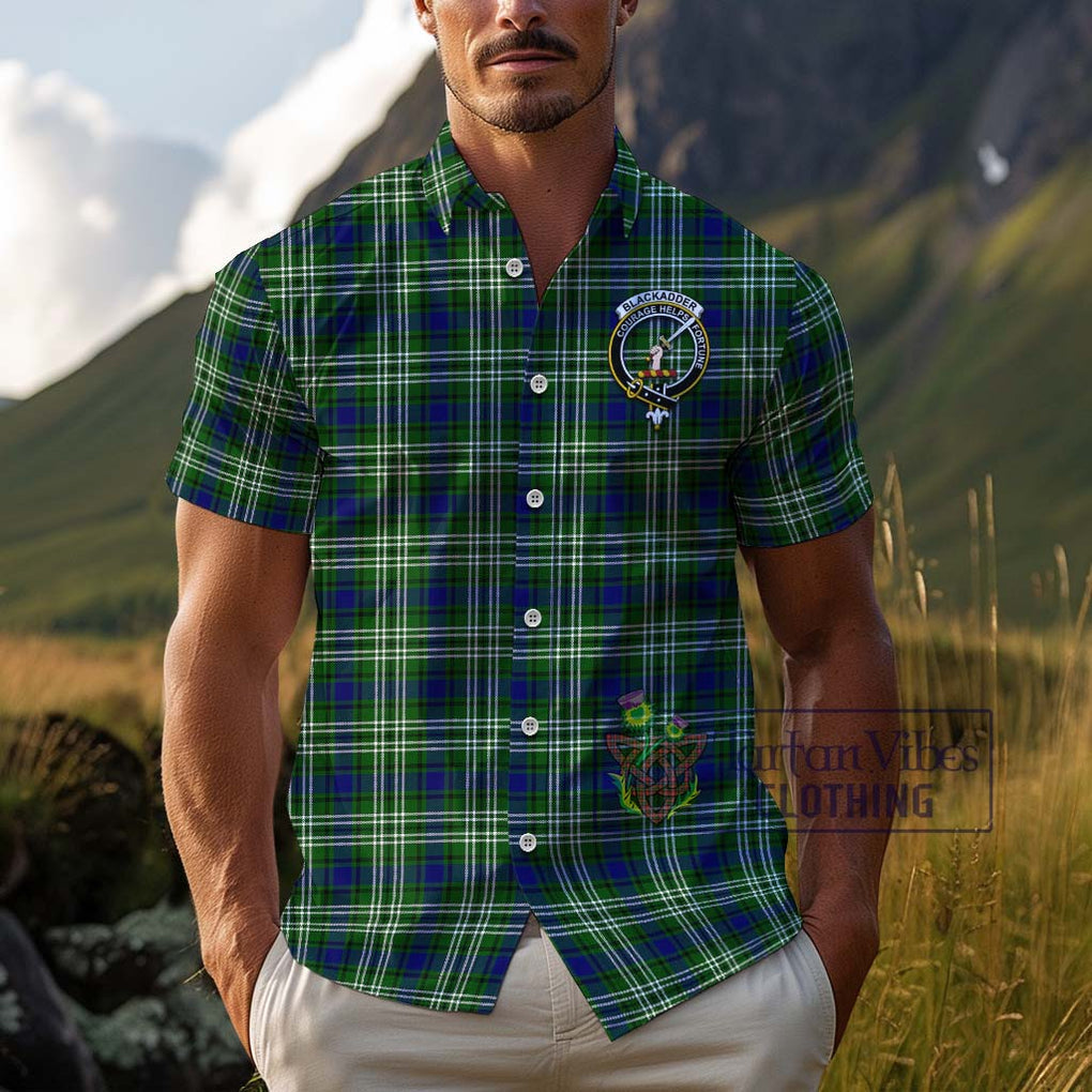 Blackadder Tartan Cotton Hawaiian Shirt with Family Crest Adult - Tartan Vibes Clothing