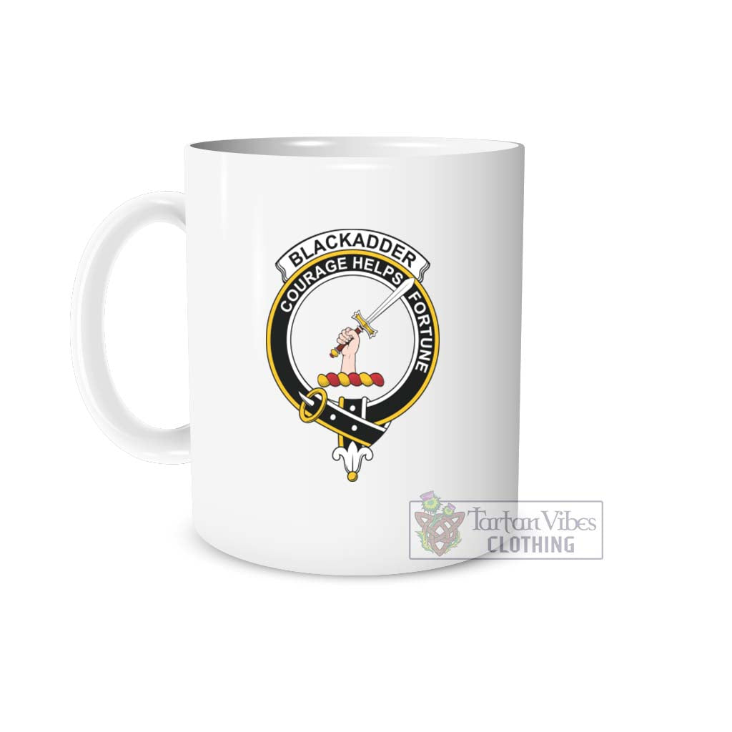 Blackadder Family Crest Ceramic Mug White - 2D-tartanvibesclothing