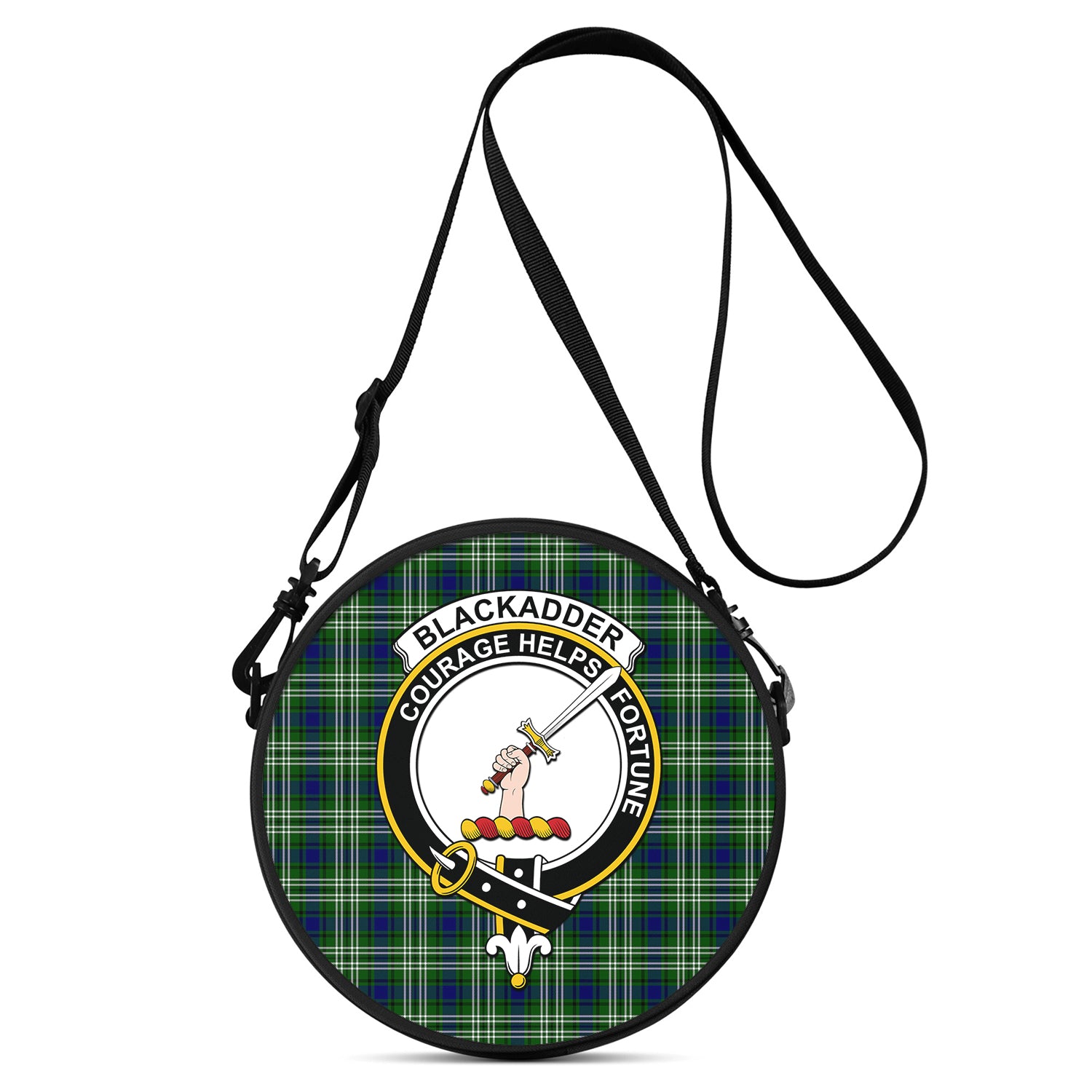 Blackadder Tartan Round Satchel Bags with Family Crest One Size 9*9*2.7 inch - Tartanvibesclothing