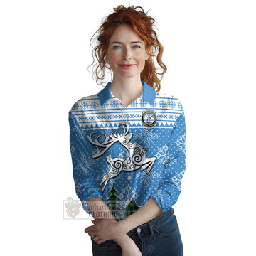 Blackadder Clan Christmas Women's Casual Shirt Celtic Reindeer Style Female - Tartan Vibes Clothing