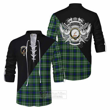 Blackadder Tartan Ghillie Kilt Shirt with Family Crest and Military Logo Style Men - Tartan Vibes Clothing