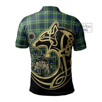 Blackadder Tartan Polo Shirt with Family Crest Celtic Wolf Style - Tartan Vibes Clothing