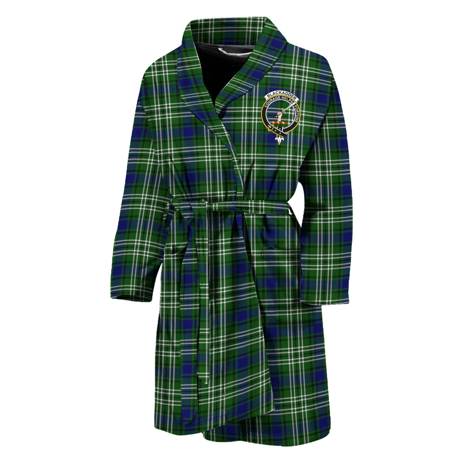 Blackadder Tartan Bathrobe with Family Crest Unisex M - Tartan Vibes Clothing