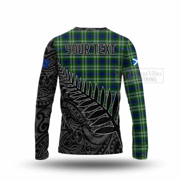 Blackadder Crest Tartan Long Sleeve T-Shirt with New Zealand Silver Fern Half Style - Tartan Vibes Clothing