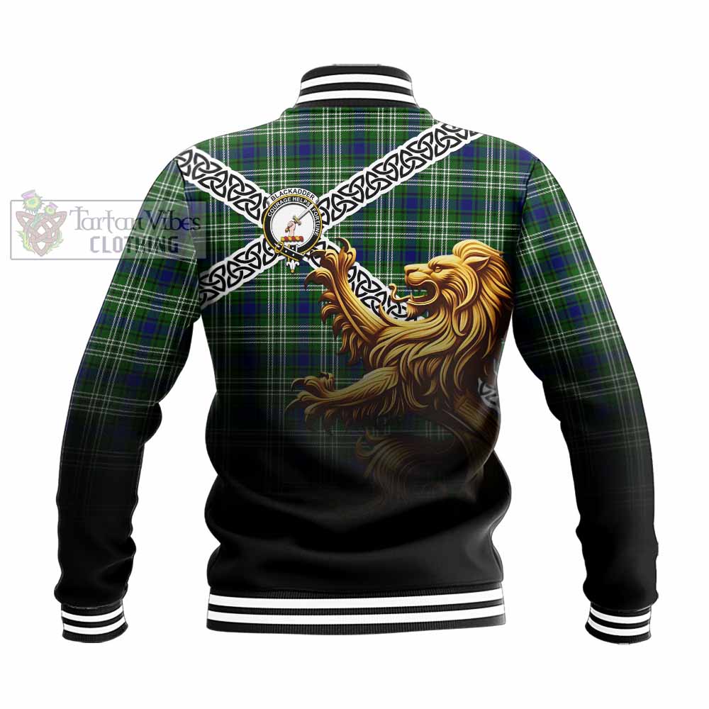 Blackadder Crest Tartan Baseball Jacket with Golden Lion Emblem Celtic Style - Tartan Vibes Clothing