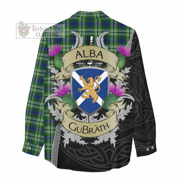Blackadder Tartan Family Crest Women's Casual Shirt Lion Rampant Royal Thistle Shield Celtic Inspired - Tartan Vibes Clothing
