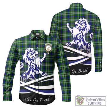 Blackadder Tartan Long Sleeve Button Up Shirt with Alba Gu Brath Regal Lion Emblem - Tartan Vibes Clothing