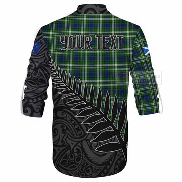 Blackadder Crest Tartan Ghillie Kilt Shirt with New Zealand Silver Fern Half Style - Tartan Vibes Clothing