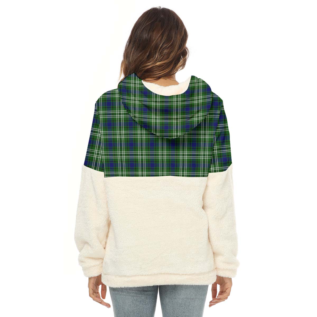 Blackadder Tartan Women's Borg Fleece Hoodie With Half Zip with Family Crest - Tartanvibesclothing