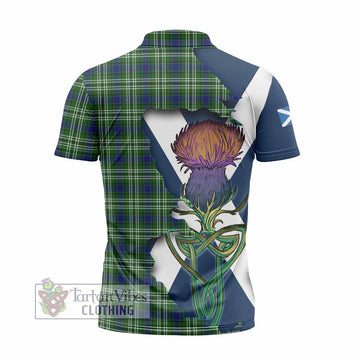 Blackadder Tartan Family Crest Zipper Polo Shirt Scottish Thistle Celtic Inspired - Tartan Vibes Clothing